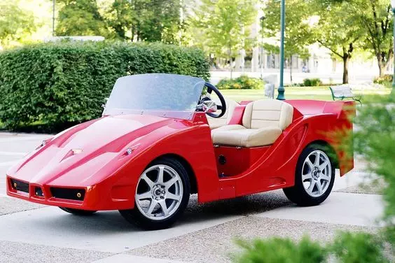 red ferrari golf cart