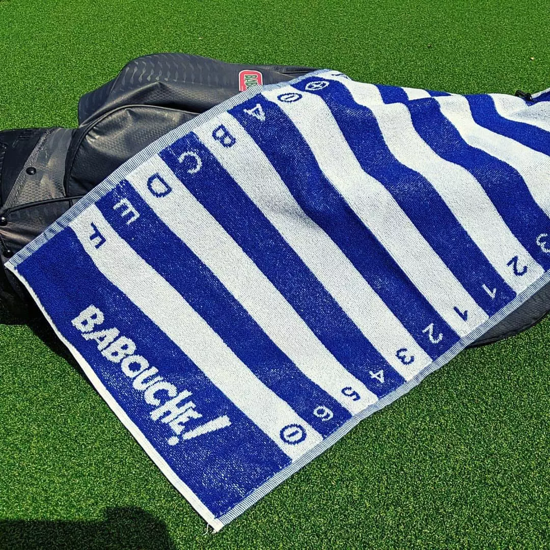 blue golf swing alignment towel