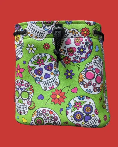 green sugar skull valuables pouch