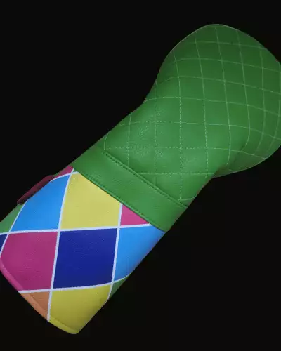 green quilted and harlequin head cover